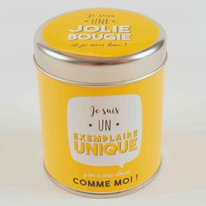 Bougie à message senteur vanille – Je suis un exemplaire unique y’en a pas deux comme moi !