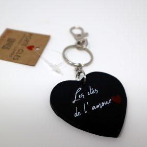 porte-clés en bois couleur bois, à message – allez viens on s’aime