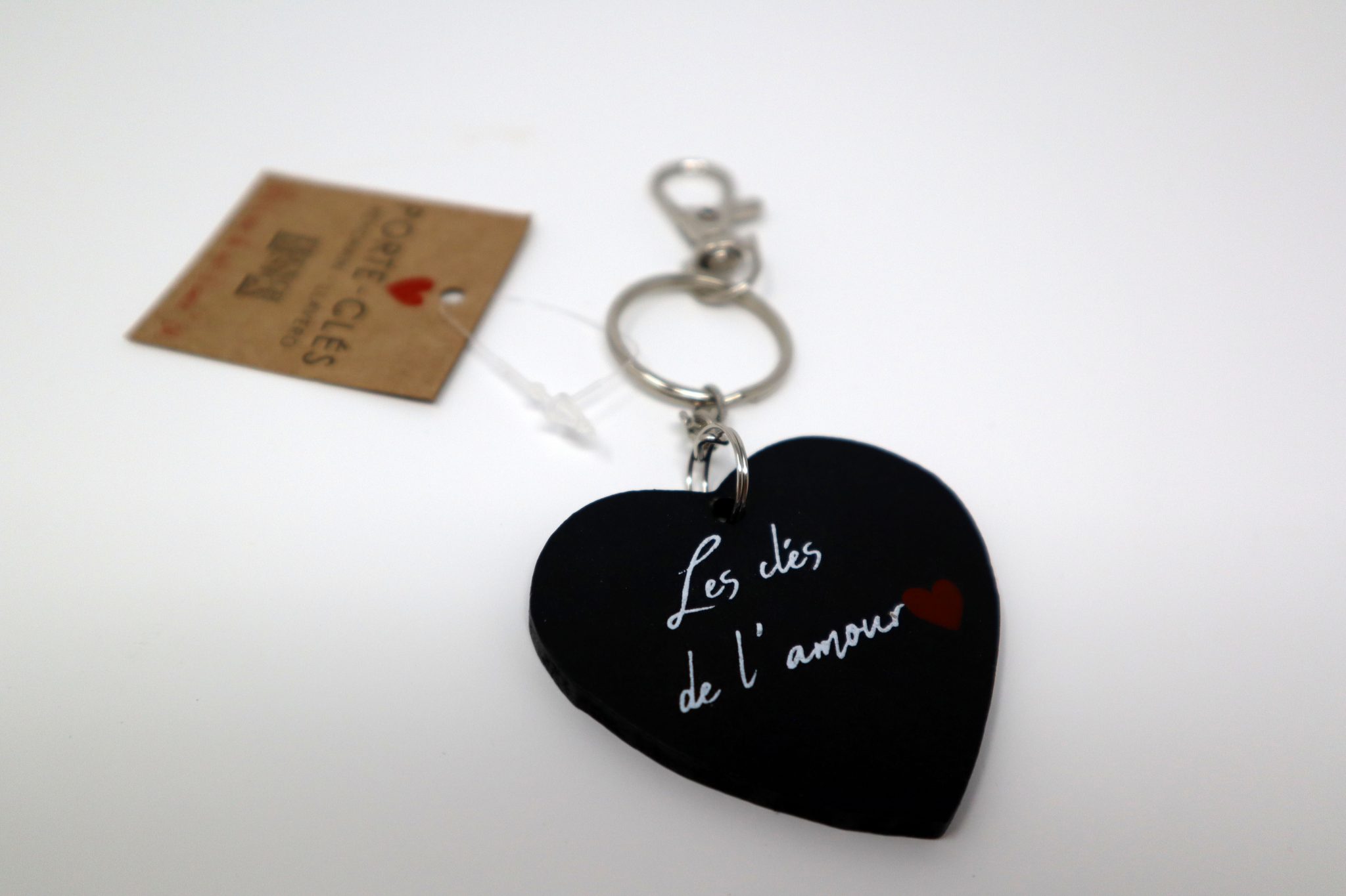 porte-clés en bois couleur noire, à message - les clés de l'amour
